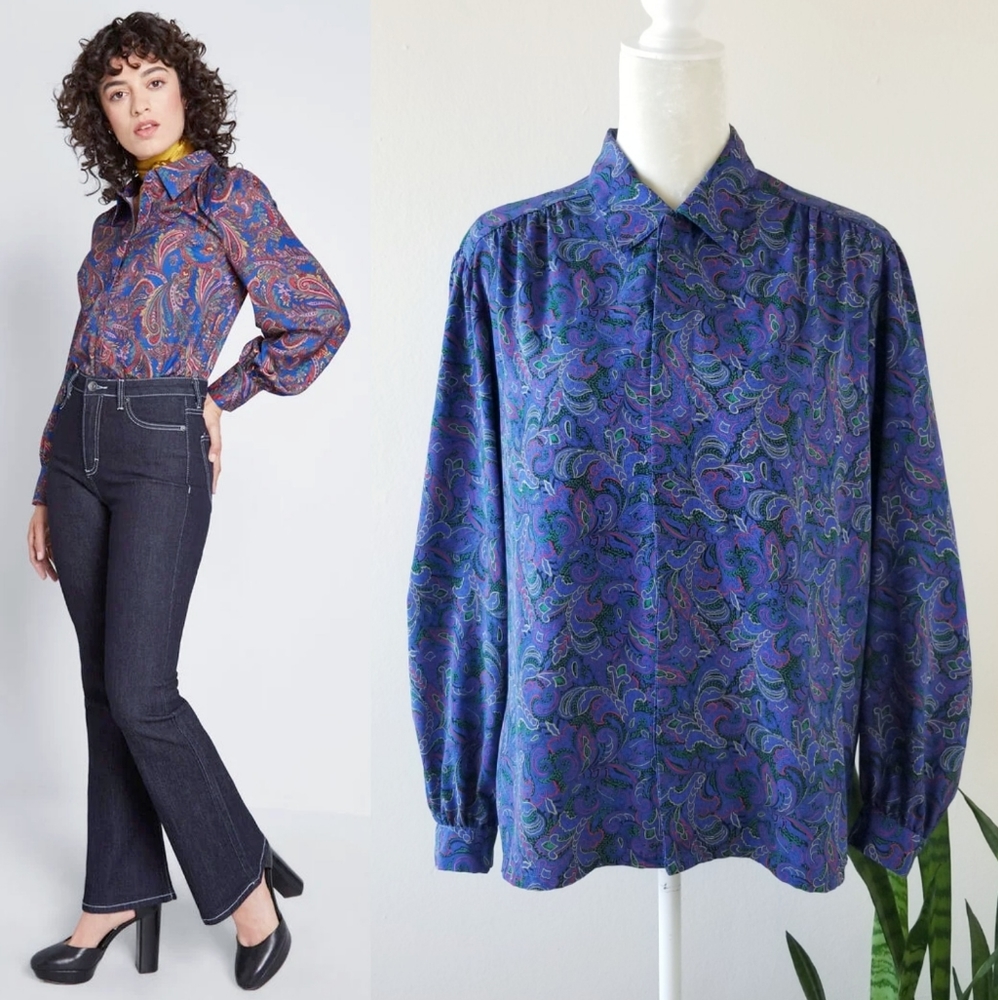 VTG 80s Koret Paisley Blouse